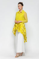 Ruffle High and Low Mesh Blouse 6471T