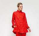 IC Collection Ruffle Collar Embossed Top-IC-6402T