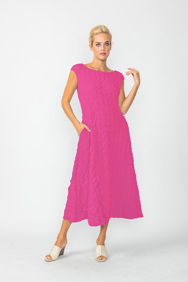 IC Collection Pucker Scoop Neck Dress 7003D-DUP1