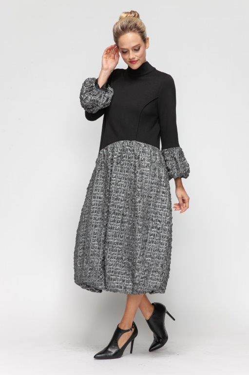 IC Collection Elegant Textured Midi Dress-7159D