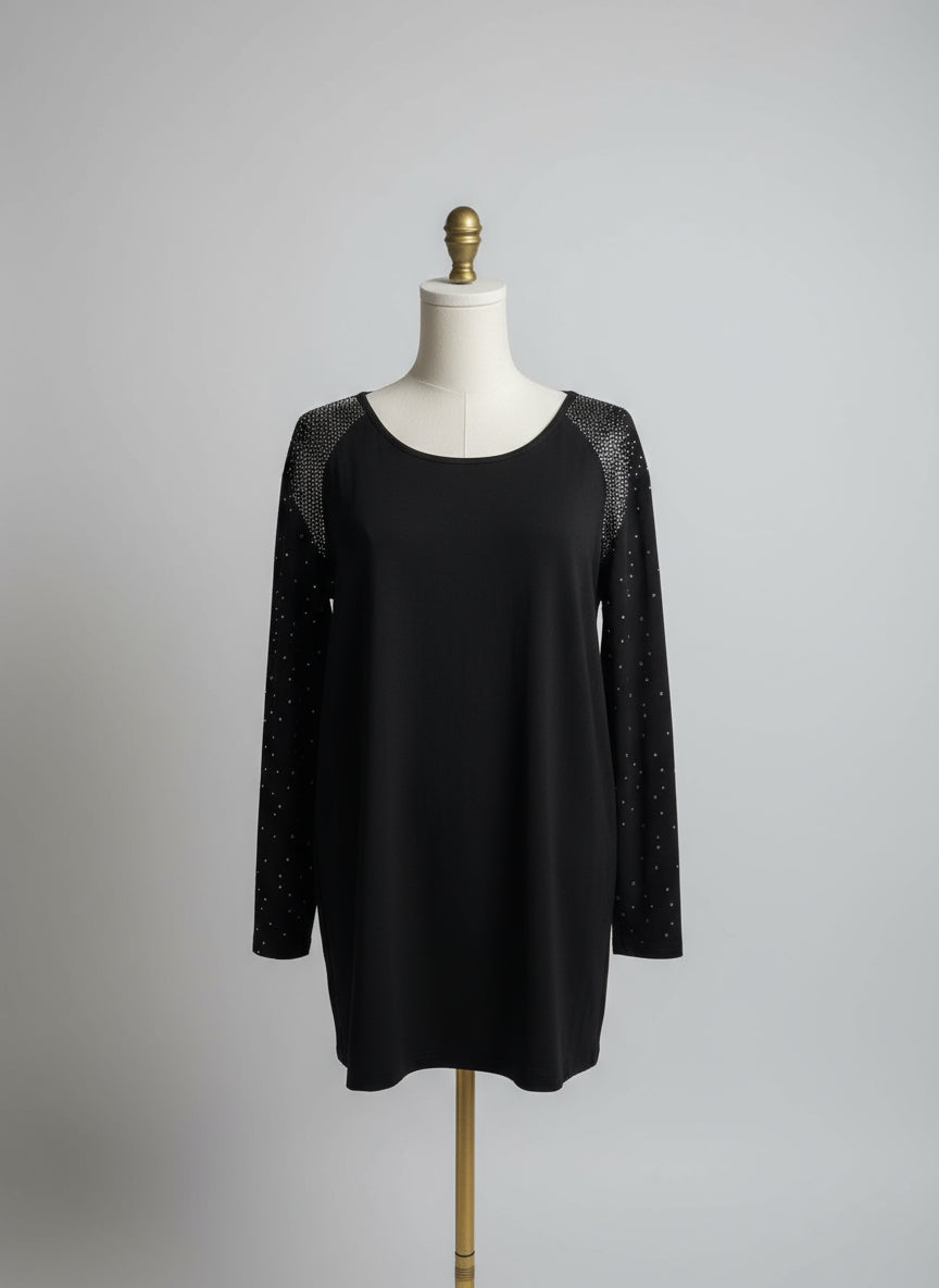 Gardy Tunic Top with Rhinestone Embellished Sleeves-8905