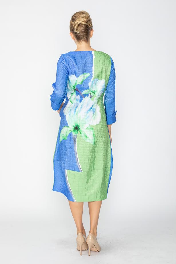 IC Collection Art Bloom Zip-Front Dress-7888D