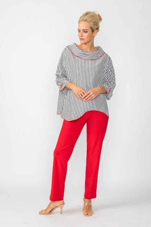 Drawing Sleeve Asymmetrical Boxy Top 6434T