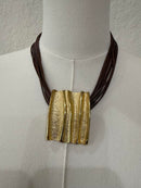 Golden Wave Statement Necklace-MQ1366