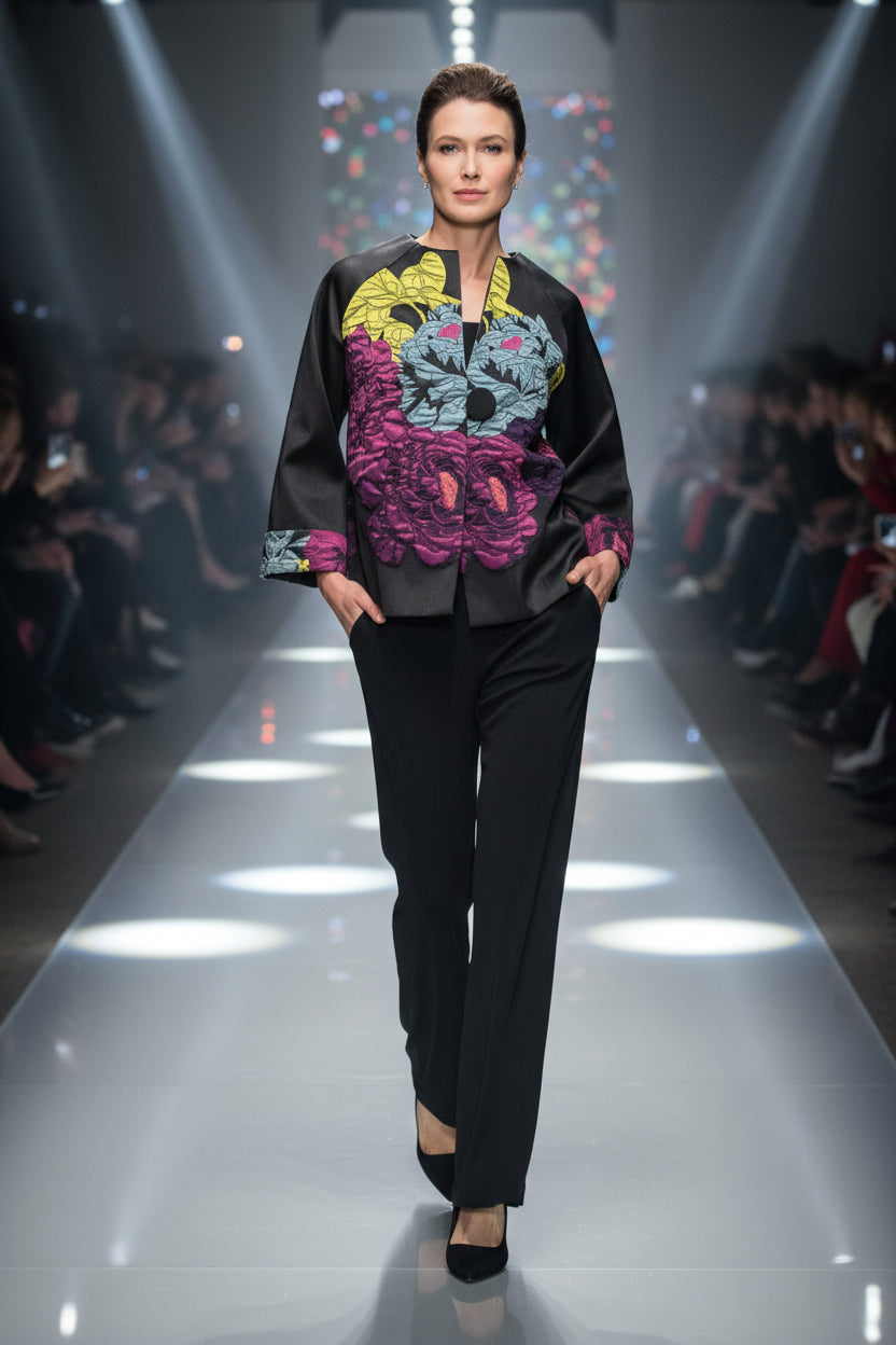 IC Collection Floral Detail Embroidered Jacket-7395J