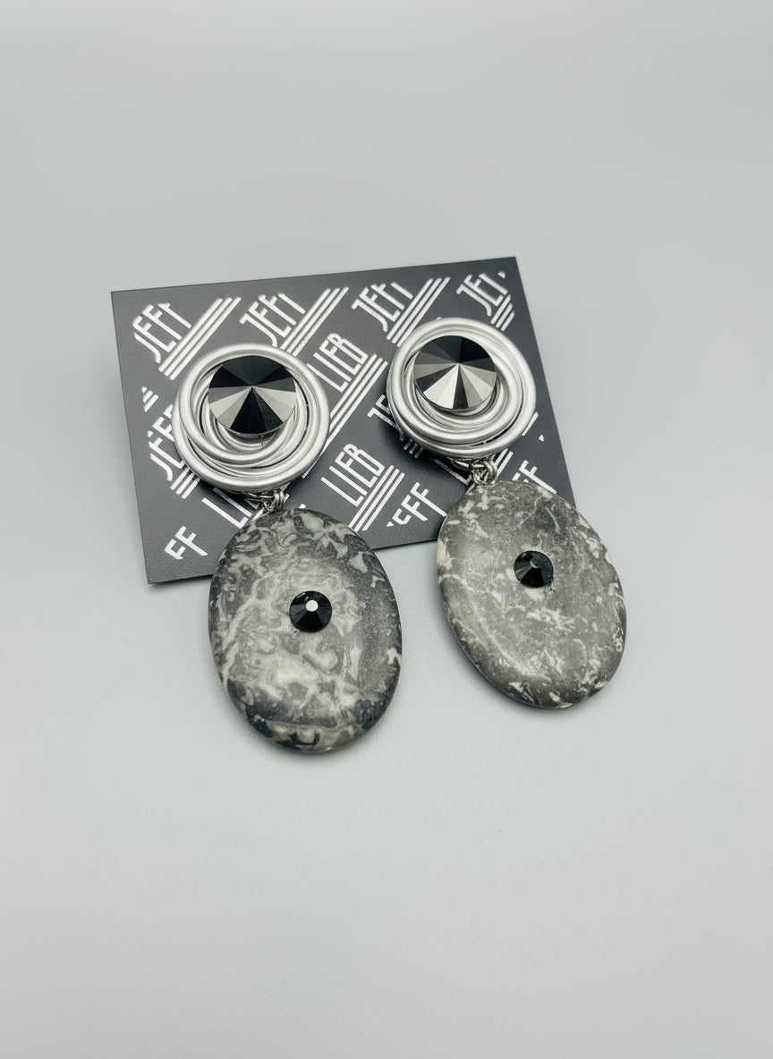 Jeff Lieb Marble Noir Earrings-34172