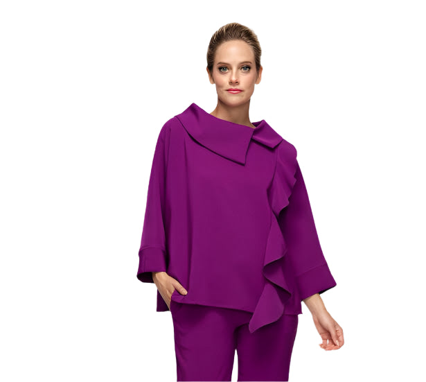 IC Collection Ruffle Trim Top-7417T