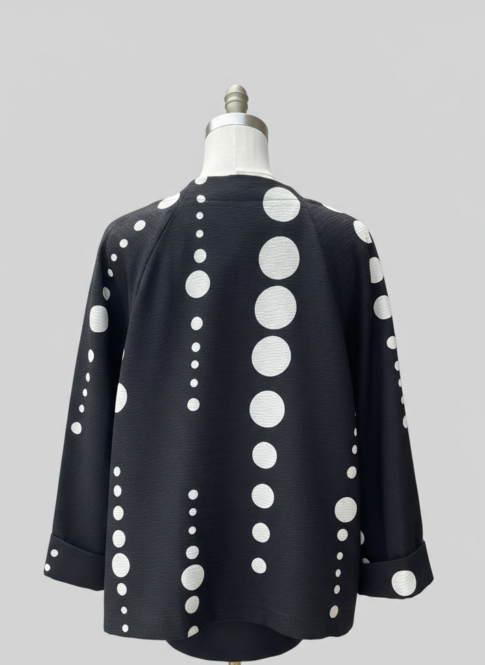 Moonlight Modern Polka Dot Black Jacket with Red Accent Tie-2472