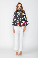 IC Collection Floral Mandarin Collar Jacket-7402J