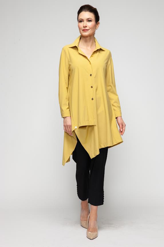 IC Collection Asymmetric Hem Shirt with Classic Collar-7513B