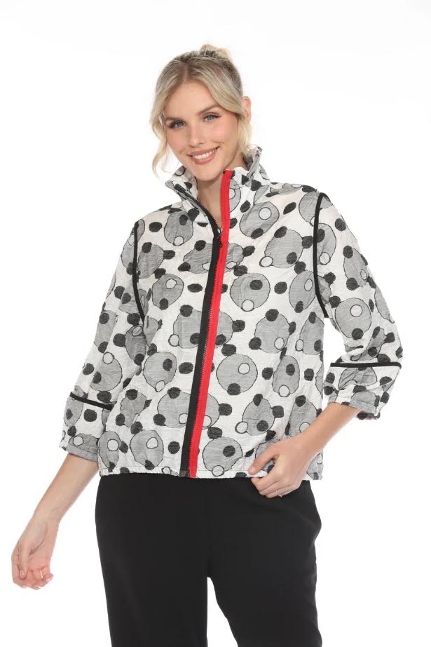Moonlight Circle Print Zip Jacket-3975