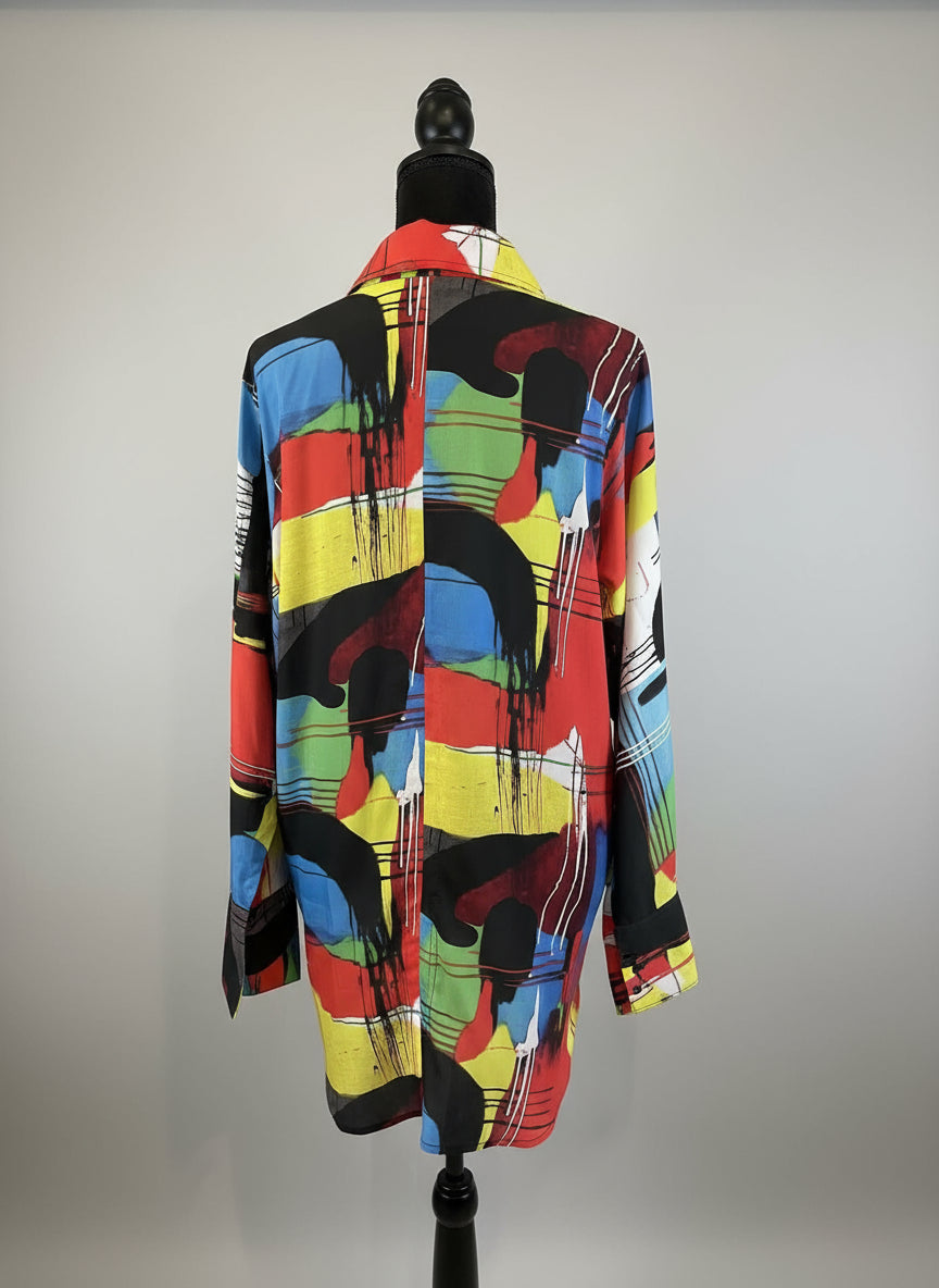 Dilemma Rauschenberg Inspired button down blouse-GDB-584