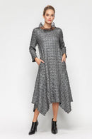 IC Collection Chiffon-Collar Asymmetrical Hem Dress-7181D