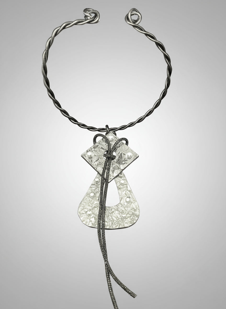 Jeff Lieb Textured Silver Statement Necklace-33890