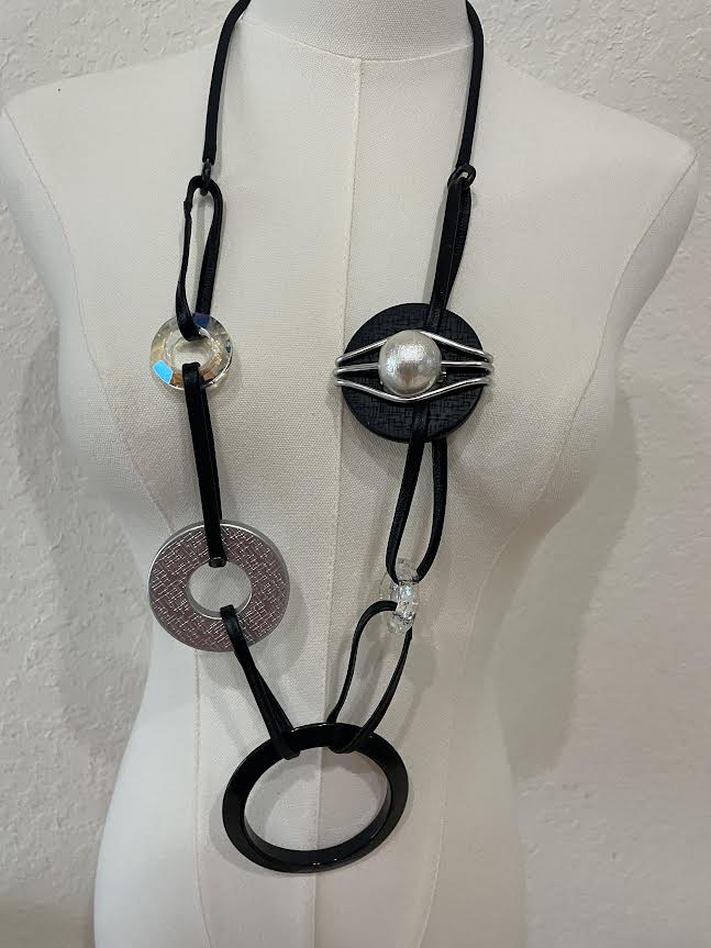 OC Geometric Circle Necklace-NKL309-W