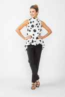 High Neck Cowl Neck Top- 7083T-WHITE