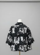 Moonlight Abstract Black and White Textured Jacket-1011