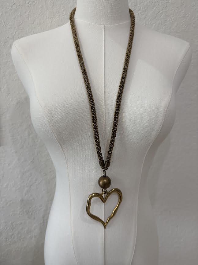Rustic Heart Pendant Necklace-N4563