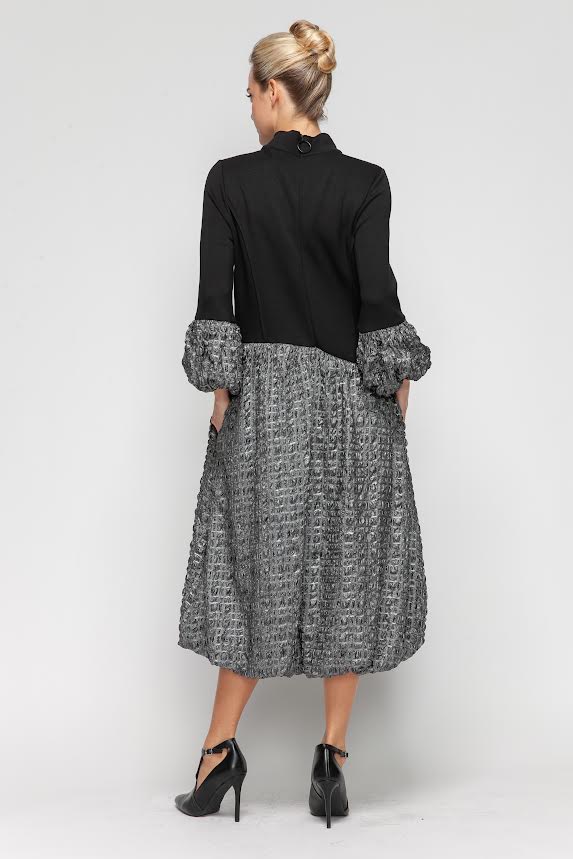 IC Collection Elegant Textured Midi Dress-7159D