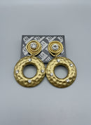 Jeff Lieb Hammered Gold Circle Earrings-34169