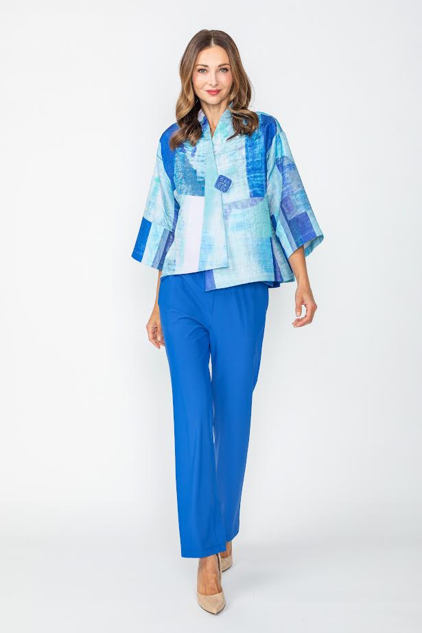 IC Collection Abstract Patchwork Collarless Jacket-C1095J