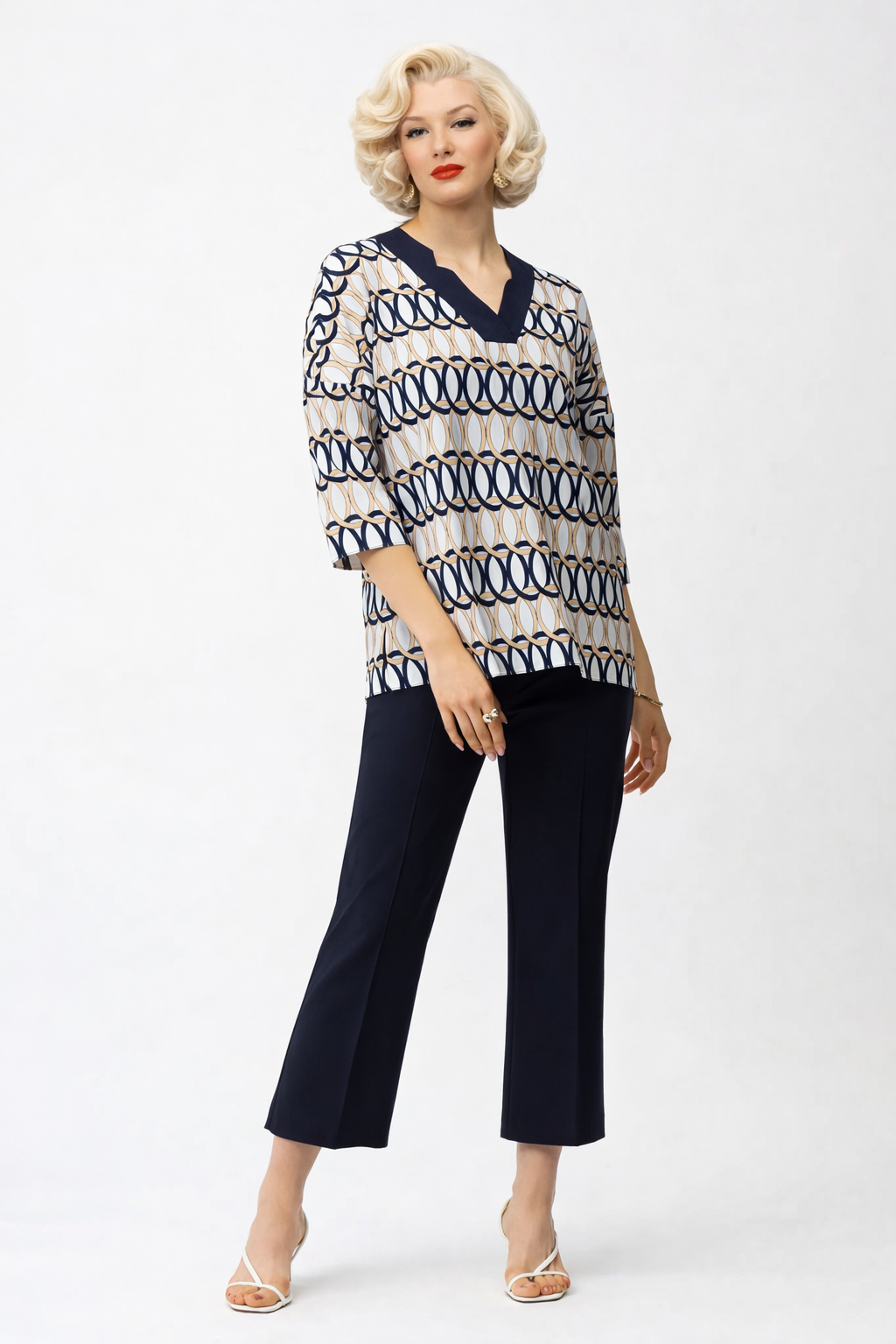 Joseph Ribkoff Stretch Poplin Geometric Print Tunic | Unique Apparel USA