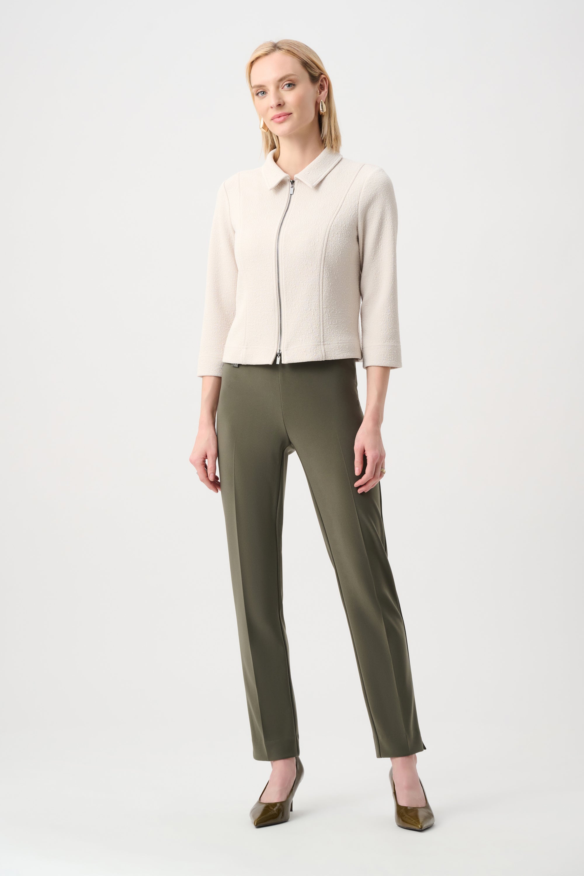 Joseph Ribkoff Classic Tailored Slim Pant - Core Colors-144092CO, Avocado
