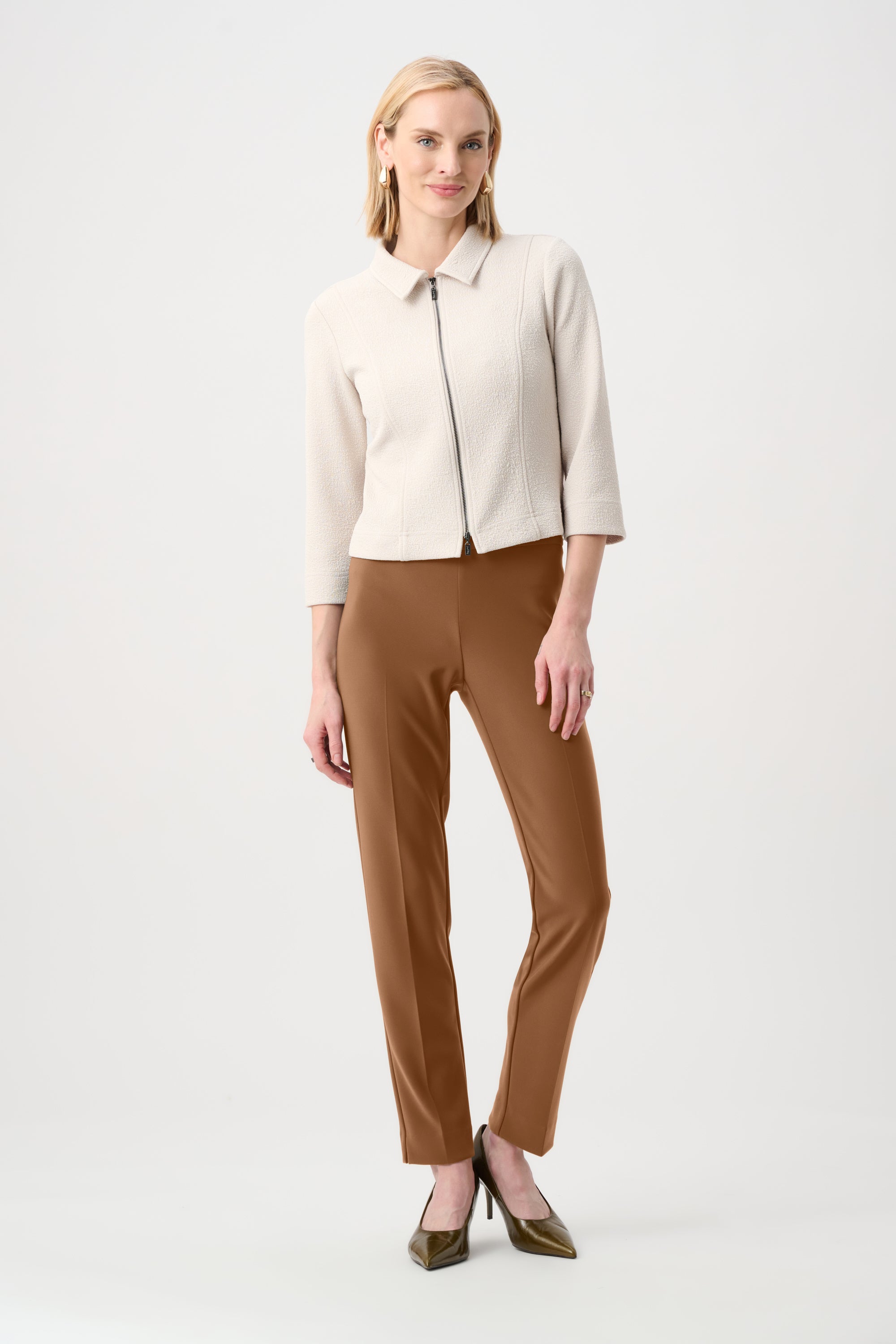 Joseph Ribkoff Classic Tailored Slim Pant - Core Colors-144092CO, Camel