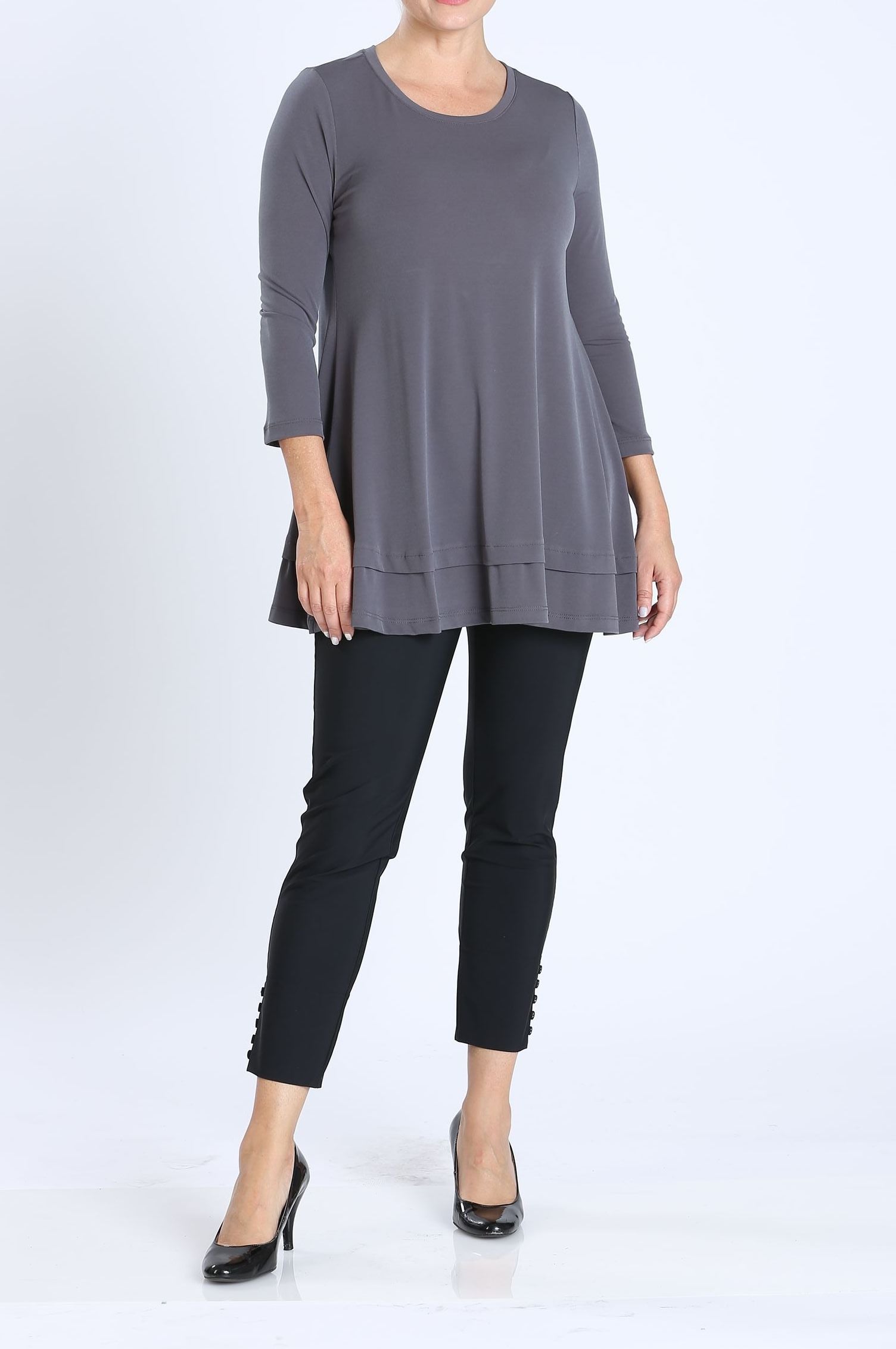 IC Collection Solid Round Neck Tunic-IC-1484T