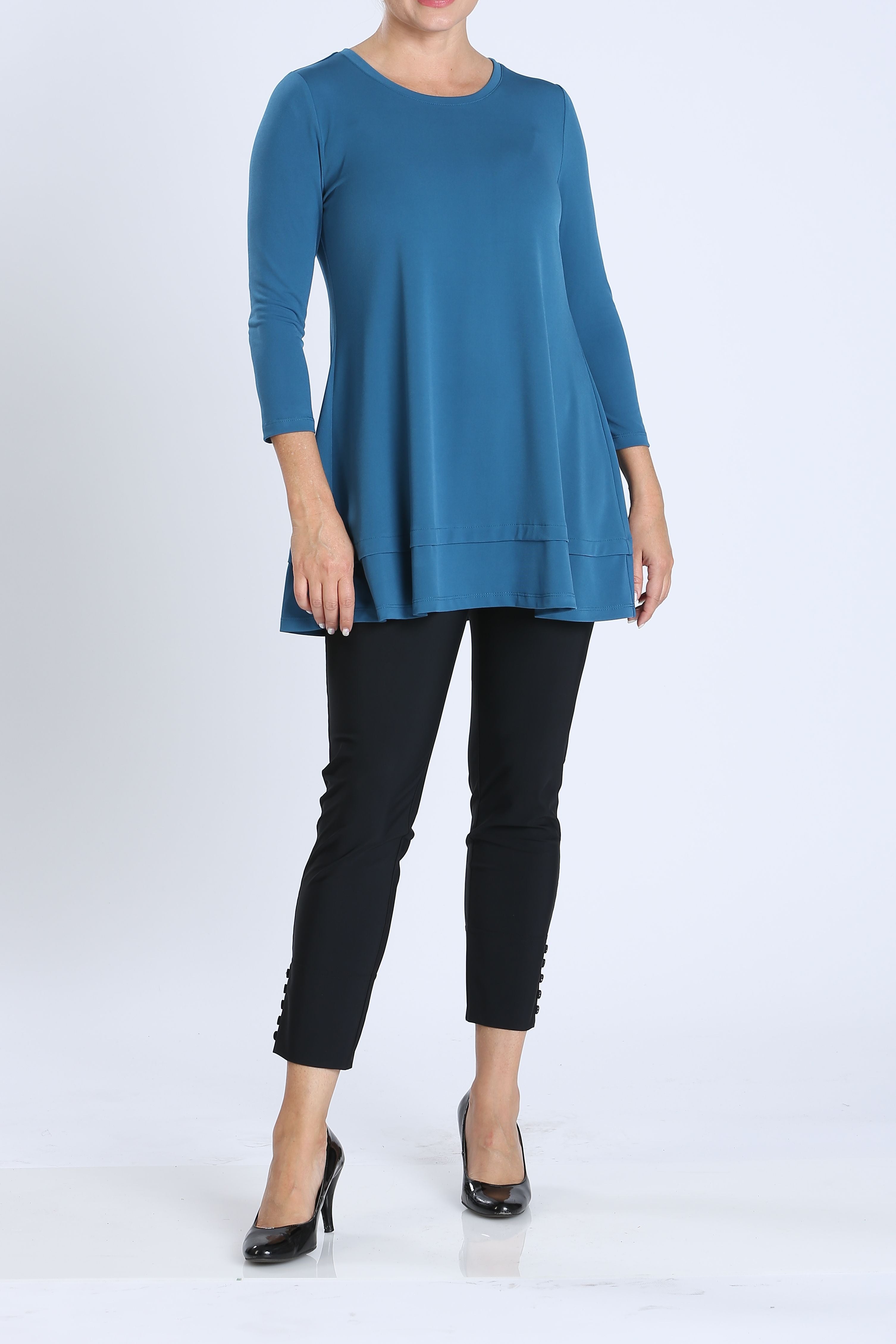 IC Collection Solid Round Neck Tunic-IC-1484T