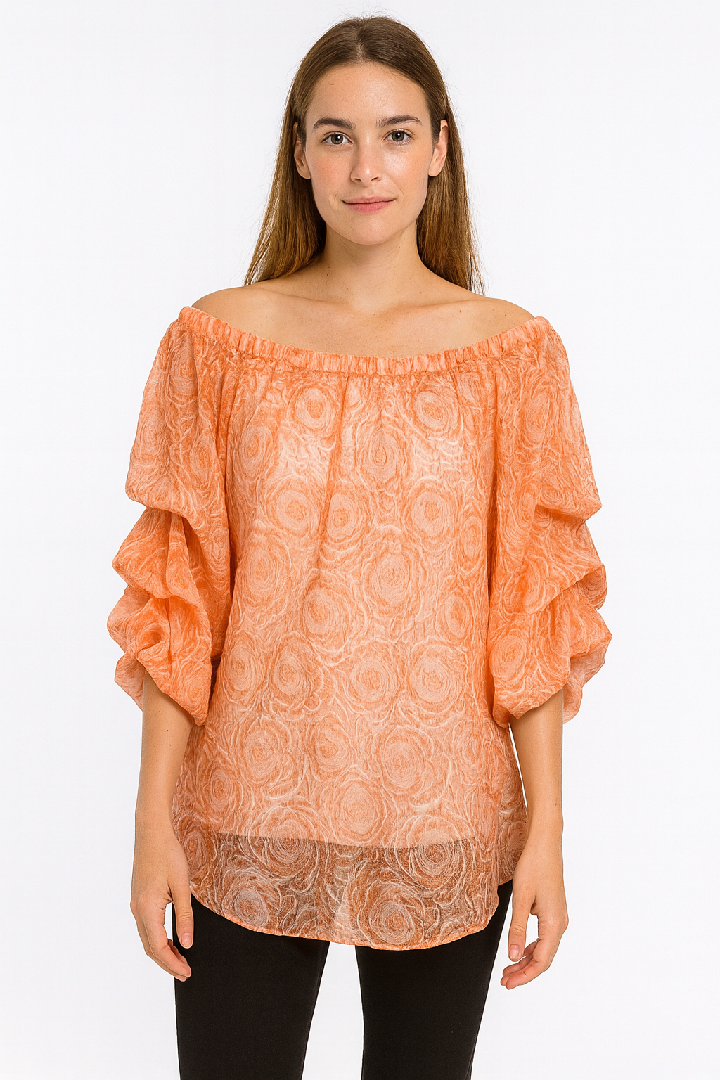 IC Collection Off-The-Shoulder Ruffle Sleeve-5727T