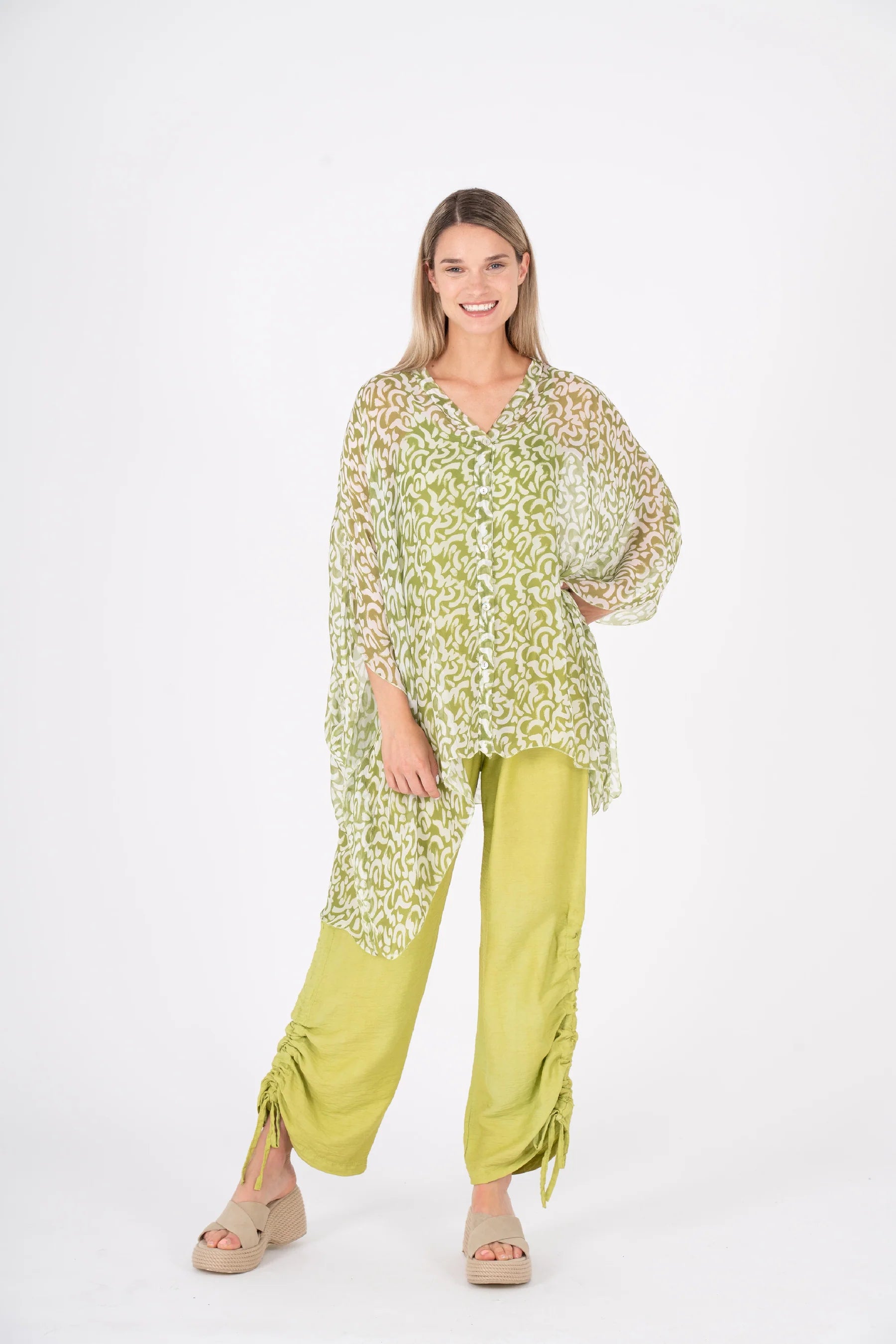M-Made in Italy Green Combo Top-21-65391DGU
