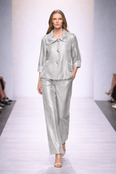 IC Collection Shimmer Button-Front Jacket with Sculpted Collar-7639J