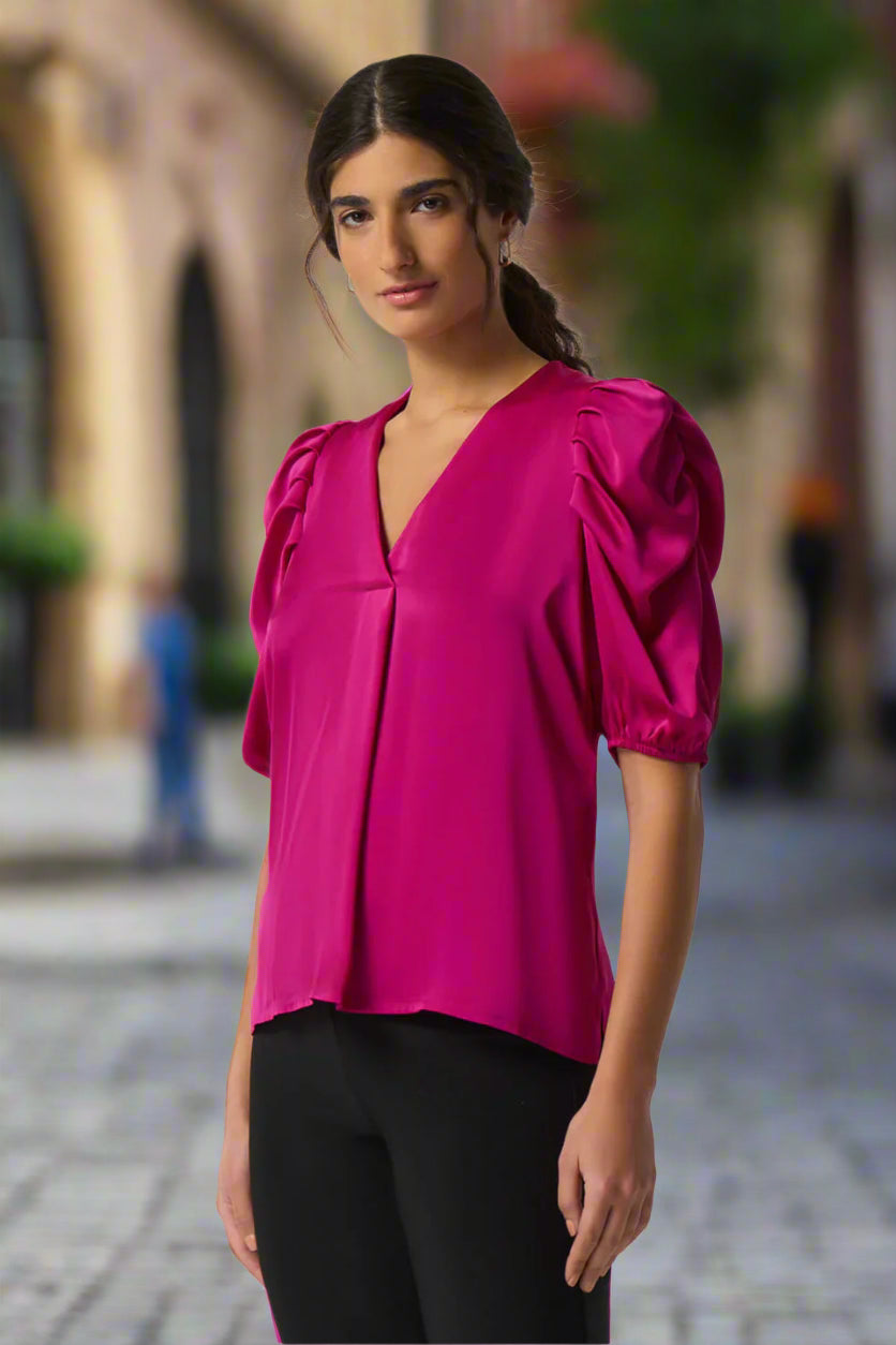 Joseph Ribkoff Puff Sleeve Satin Top-233026
