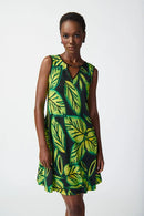 Joseph Ribkoff Tropical Print Silky Knit A-line Dress-241119