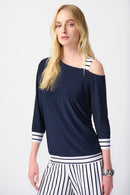 Jospeh Ribkoff Silky Knit One-Shoulder Boxy Top-JR-241168