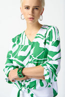 Joseph Ribkoff Woven Abstract Print Front Tie Top-JR-242121