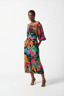 Joseph Ribkoff Gauze Tropical Print Culotte Pants-242211