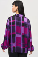 Joseph Ribkoff Satin Abstract Plaid Print Top-JR-243058