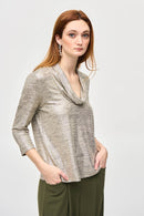 Joseph Ribkoff Foiled Knit Cowl Collar Top JR-243167