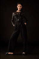 Joseph Ribkoff Scuba Crepe And Sequins Mesh Jumpsuit Style 243763