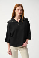 Joseph Ribkoff Jacquard Zipped Collar Sweater Style 243954