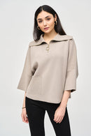 Joseph Ribkoff Jacquard Zipped Collar Sweater Style 243954