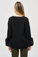 Joseph Ribkoff Sweater Knit Tunic With Faux Fur Cuffs-JR-243955