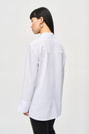 Joseph Ribkoff Woven Button-Down Blouse With Pockets-JR-243958
