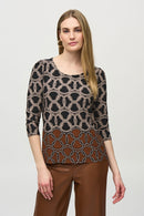 Joseph Ribkoff Silky Knit Chain Border Print Top-JR-244065