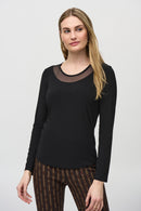 Joseph Ribkoff Silky Knit and Mesh Fitted Top-JR-244066