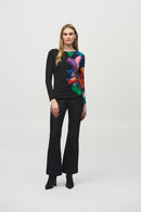 Joseph Ribkoff Silky Knit Abstract Placement Print Top-JR-244073