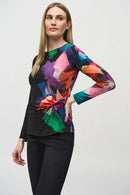 Joseph Ribkoff Silky Knit Abstract Placement Print Top-JR-244073