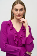 Joseph Ribkoff Silky Knit And Chiffon Fitted Top-JR-244096